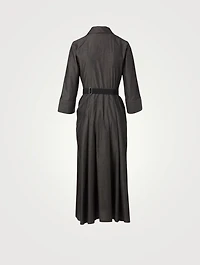 Cotton Midi Shirt Dress With Belt