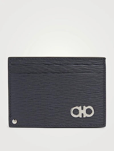 Gancini Leather Card Holder With Pull-Out ID Window
