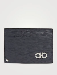 Gancini Leather Card Holder With Pull-Out ID Window