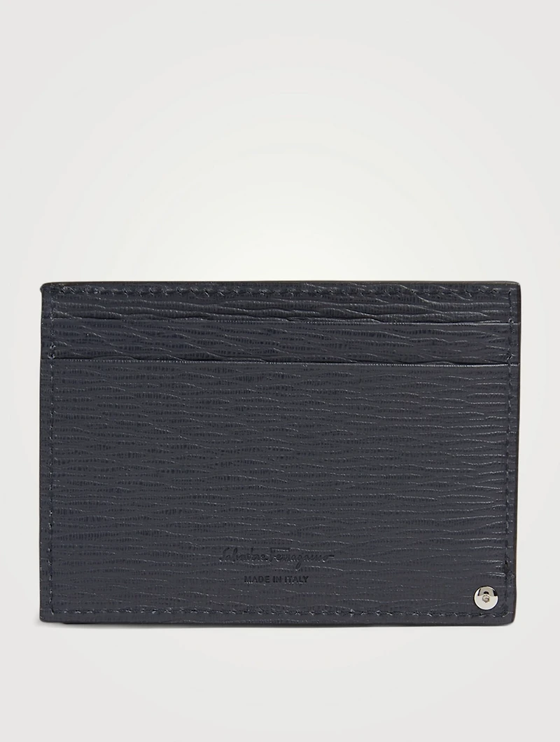 Gancini Leather Card Holder With Pull-Out ID Window