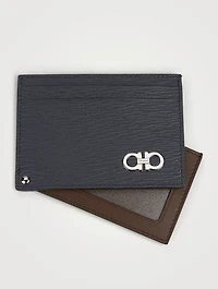 Gancini Leather Card Holder With Pull-Out ID Window
