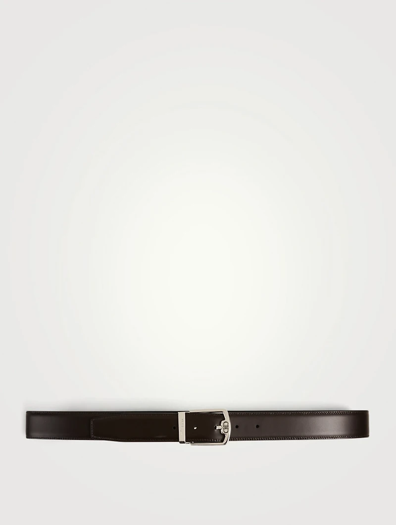 Reversible And Adjustable Leather Gancini Belt