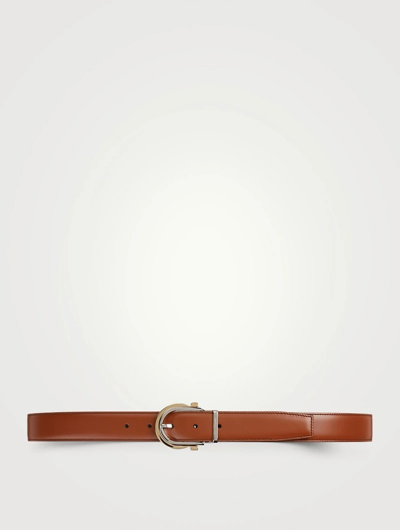 Reversible And Adjustable Leather Gancini Belt