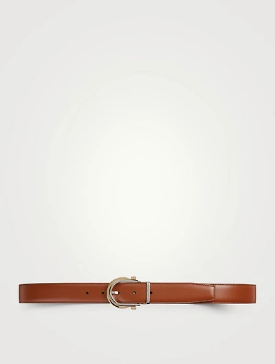 Reversible And Adjustable Leather Gancini Belt