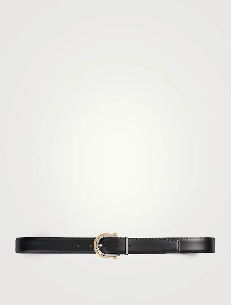 Reversible And Adjustable Leather Gancini Belt