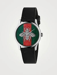 G-Timeless Web Leather Strap Watch