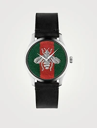 G-Timeless Web Leather Strap Watch