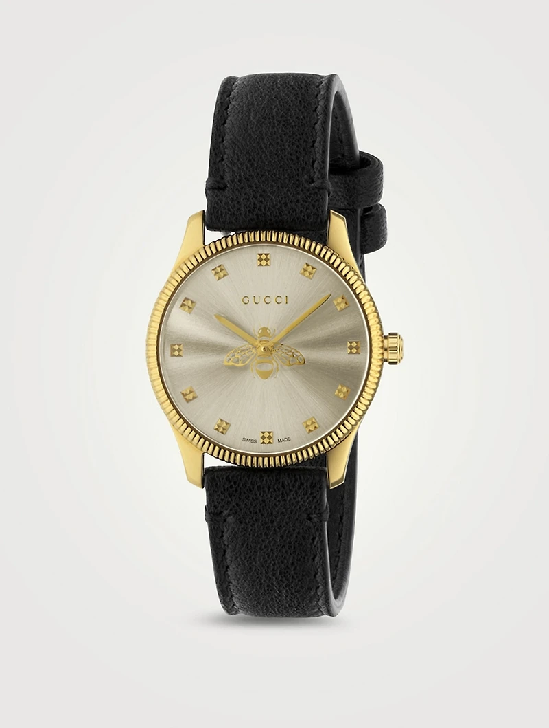 G-Timeless Slim Leather Strap Watch