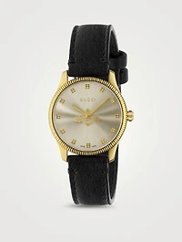 G-Timeless Slim Leather Strap Watch