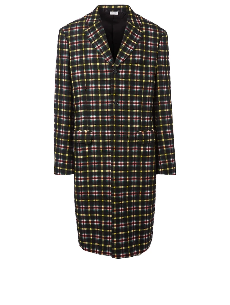 Wool Overcoat Check Print