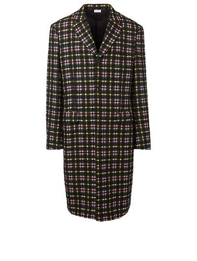 Wool Overcoat Check Print