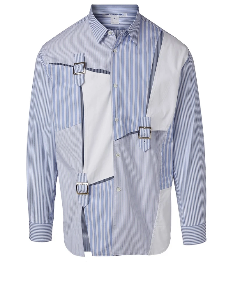 Cotton Buckle Shirt Striped Print