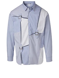 Cotton Buckle Shirt Striped Print