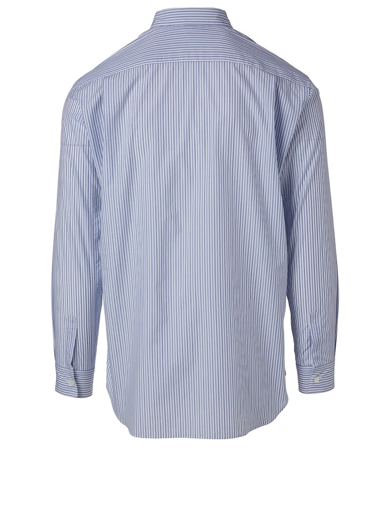 Cotton Buckle Shirt Striped Print