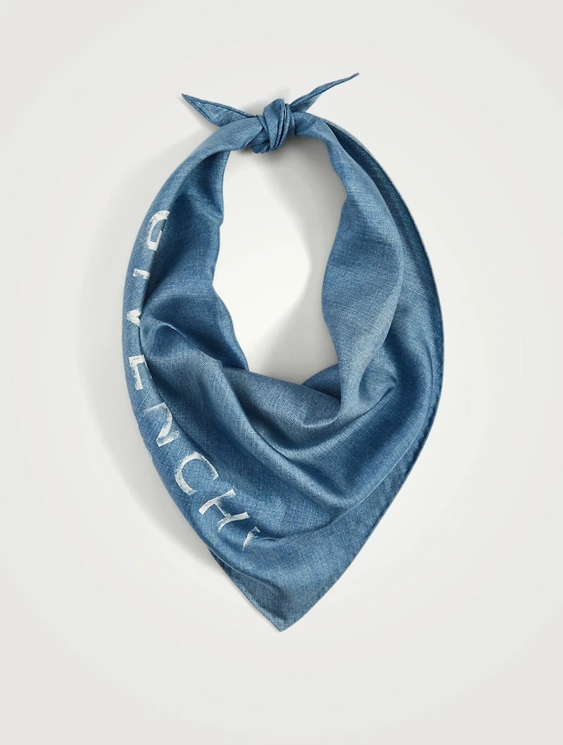 Denim-Effect Silk Twill Bandana