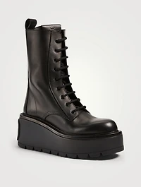 Uniqueform VLOGO Leather Platform Combat Boots