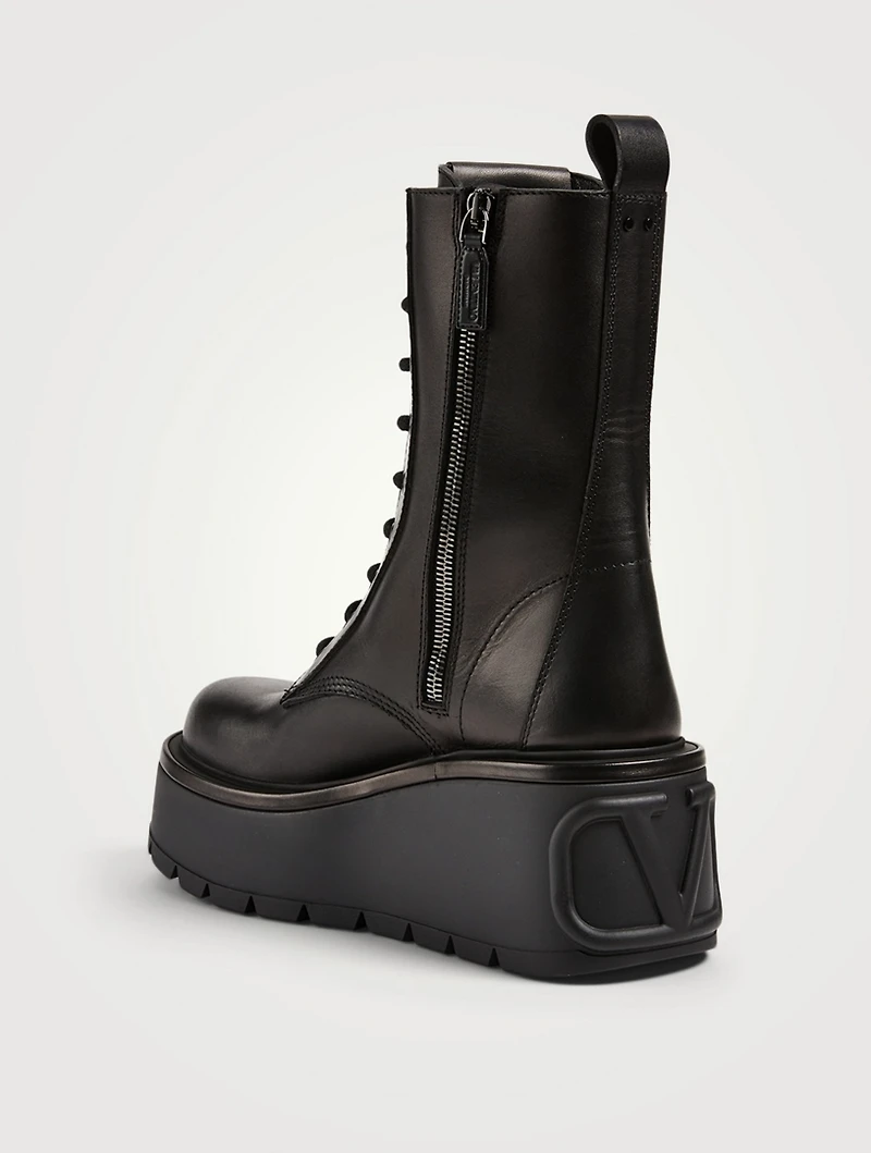 Uniqueform VLOGO Leather Platform Combat Boots