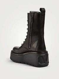 Uniqueform VLOGO Leather Platform Combat Boots