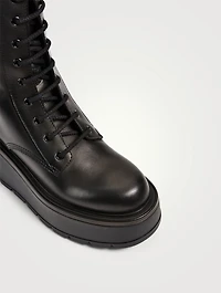 Uniqueform VLOGO Leather Platform Combat Boots