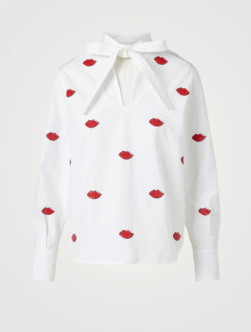 Blouse en coton à imprimé de bouches