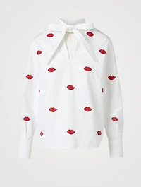 Blouse en coton à imprimé de bouches