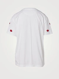 VLTN Cotton T-Shirt With Embroidered Lips