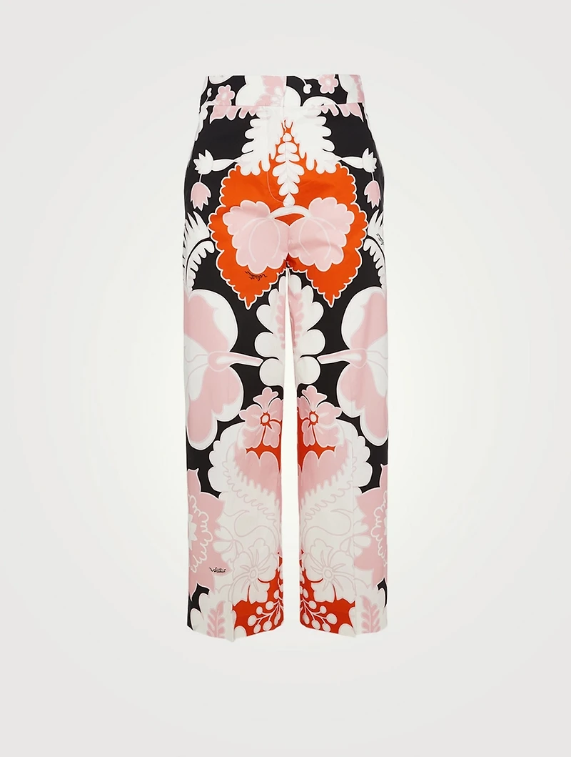 Cotton Cropped Pants Floral Print