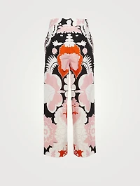 Cotton Cropped Pants Floral Print