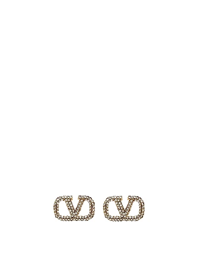 VLOGO Stud Earrings With Crystals