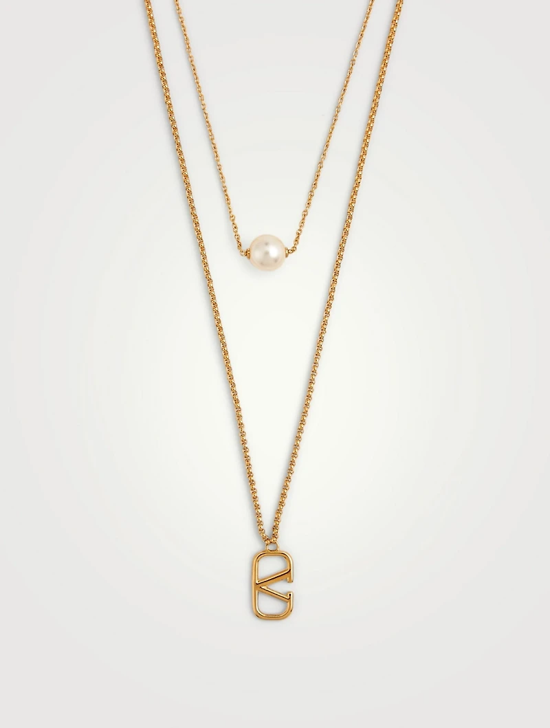 VLOGO Layered Necklace With Faux Pearl