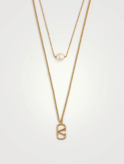 VLOGO Layered Necklace With Faux Pearl