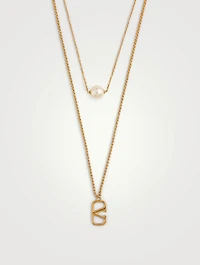 VLOGO Layered Necklace With Faux Pearl