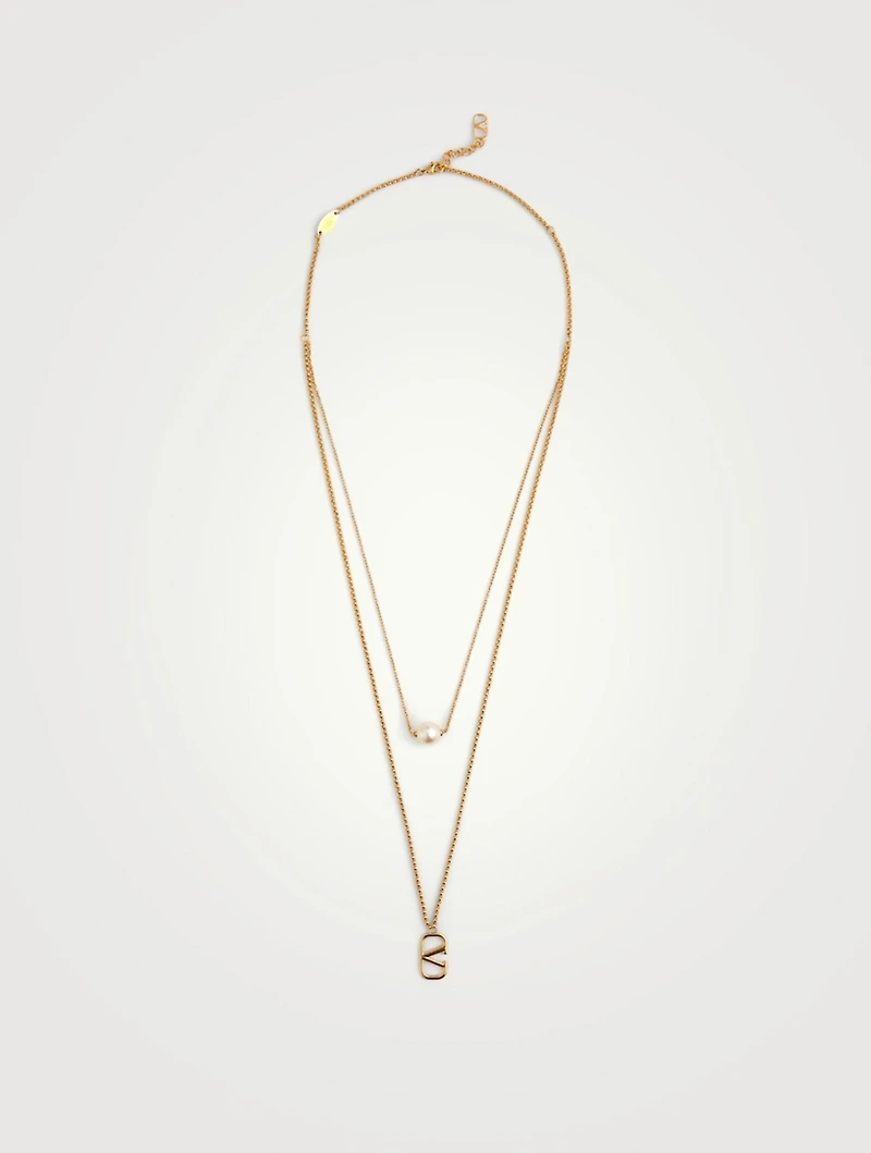 VLOGO Layered Necklace With Faux Pearl