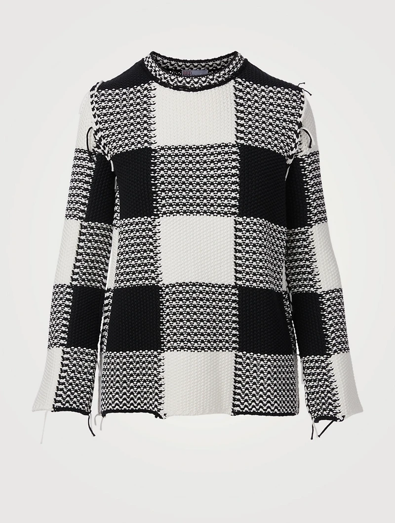 Cotton Sweater With Macro Vichy Motif