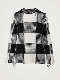 Cotton Sweater With Macro Vichy Motif