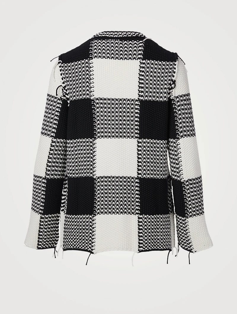 Cotton Sweater With Macro Vichy Motif