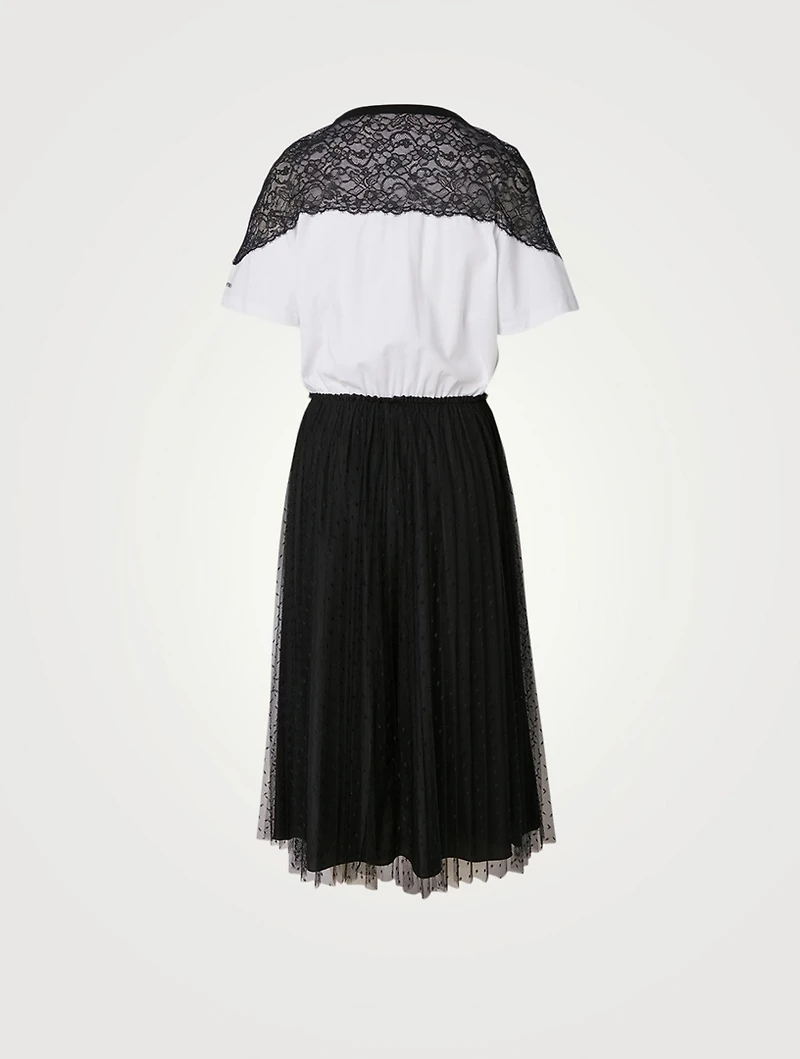 Point D'esprit Tulle Jersey Midi Dress