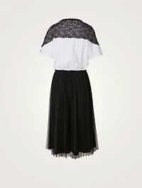 Point D'esprit Tulle Jersey Midi Dress