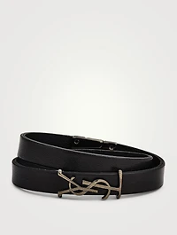 YSL Monogram Leather Double Wrap Bracelet