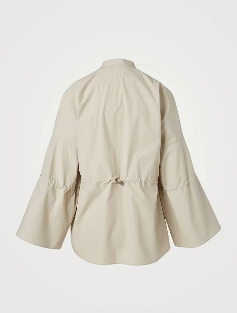 Cotton Poplin Drawstring Tunic Blouse