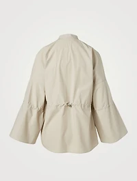 Cotton Poplin Drawstring Tunic Blouse