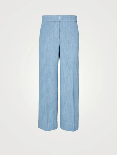 Cotton Stretch Wide-Leg Denim Pants