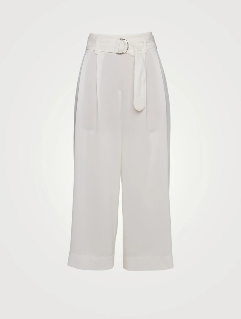 Wool Culotte Pants With Belt