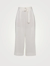 Wool Culotte Pants With Belt