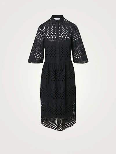 Cotton Midi Dress With Eyelet Embroidery