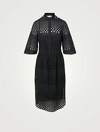 Cotton Midi Dress With Eyelet Embroidery