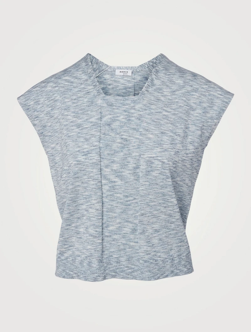 Melange Cap-Sleeve Knit Top