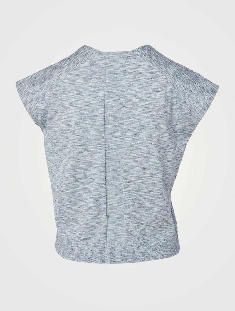 Melange Cap-Sleeve Knit Top