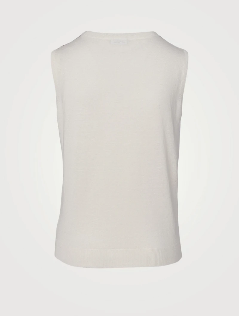 Linen-Blend Sleeveless Knit Top