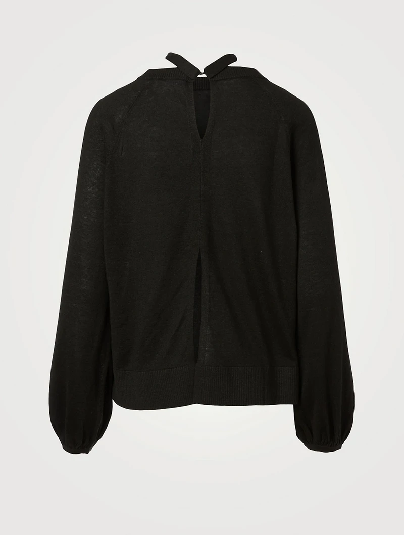 Linen-Blend Sweater With Tie Detail